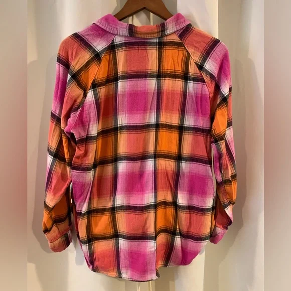 Wrangler Retro Shirt Women's Medium Multicolor Plaid Button Up Long Sleeve - Picture 3 of 4